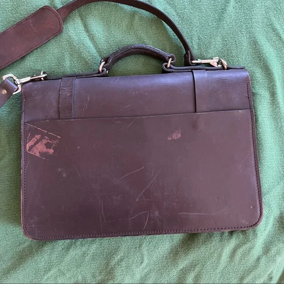 Filson Bridle Leather Briefcase - Field Satchel Made In USA Veg Tan Leather - Picture 11 of 14